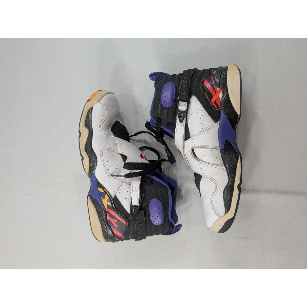Jordan Air Jordan 8 Boys 7Y High Top Sneakers White Black Purple